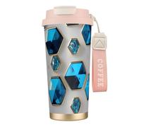 GaxfjRu Blue Hexagons and Diamonds 20 Oz with Lid, Vacuum Insulated Stainless Steel Coffee Mug, Tumbler for Hot and Cold Drinks