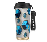 GaxfjRu Blue Hexagons and Diamonds 20 Oz with Lid, Vacuum Insulated Stainless Steel Coffee Mug, Tumbler for Hot and Cold Drinks