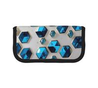GaxfjRu Blue Hexagons and Diamonds Cute Dot Canvas Pencil Pouch Organized Storage for Picnics & Daily Use Makeup Pouch, Pencil Holder