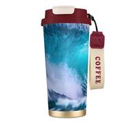 GaxfjRu Blue Ocean Wave 20 Oz with Lid, Vacuum Insulated Stainless Steel Coffee Mug, Tumbler for Hot and Cold Drinks