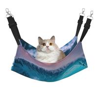 GaxfjRu Blue Ocean Wave Adjustable Cat Bed Hammock Perch For Window, Cozy Velvet Pet Sleeper And Lounge For Kittens