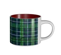 GaxfjRu Blue Scottish Tartan Print Handmade Ceramic Mugs, Large Capacity Thick Wall Mugs, with C-Handle for Coffee Tea and Gifts