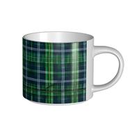 GaxfjRu Blue Scottish Tartan Print Handmade Ceramic Mugs, Large Capacity Thick Wall Mugs, with C-Handle for Coffee Tea and Gifts