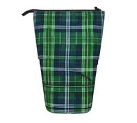 GaxfjRu Blue Scottish Tartan Print Portable Telescoping Pencil Bag, Organizer with Multiple Slots, for Writing Tools Accessories