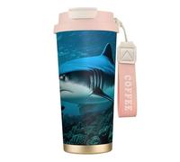 GaxfjRu Blue Shark 20 Oz with Lid, Vacuum Insulated Stainless Steel Coffee Mug, Tumbler for Hot and Cold Drinks