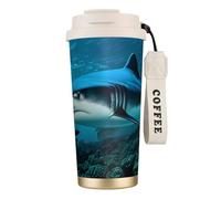 GaxfjRu Blue Shark 20 Oz with Lid, Vacuum Insulated Stainless Steel Coffee Mug, Tumbler for Hot and Cold Drinks