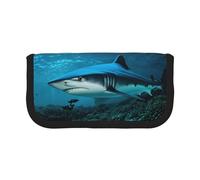 GaxfjRu Blue Shark Cute Dot Canvas Pencil Pouch Organized Storage for Picnics & Daily Use Makeup Pouch, Pencil Holder