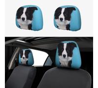 GaxfjRu Border Collie Headrest Cover for Car - Set of 2, Slip-Resistant, Elastic Fabric, All-Season Car Accessories