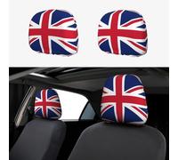 GaxfjRu British flag Headrest Cover for Car - Set of 2, Slip-Resistant, Elastic Fabric, All-Season Car Accessories