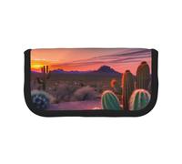 GaxfjRu Cactus Desert Sunset Cute Dot Canvas Pencil Pouch Organized Storage for Picnics & Daily Use Makeup Pouch, Pencil Holder