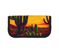 GaxfjRu Cactus in Desert Cute Dot Canvas Pencil Pouch Organized Storage for Picnics & Daily Use Makeup Pouch, Pencil Holder