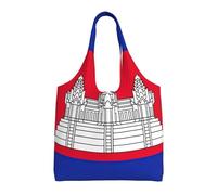GaxfjRu Cambodia Flag Large Canvas Tote Bag For Women, Reusable Grocery Shopping Bag, Everyday Carryall For Work
