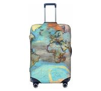 Gaxfjru Cartoon World Map Print Travel Luggage Cover Suitcase Cover Protector Suitcase Washable Baggage Covers Anti-Scratch