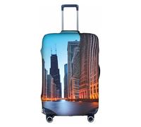 GaxfjRu Chicago Illinois USA Printed Suitcase Skin, Durable Baggage Wrap, High Elasticity Travel Sleeve, for Suitcase Safety