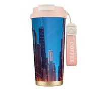 GaxfjRu Chicago Night 20 Oz with Lid, Vacuum Insulated Stainless Steel Coffee Mug, Tumbler for Hot and Cold Drinks