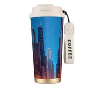 GaxfjRu Chicago Night 20 Oz with Lid, Vacuum Insulated Stainless Steel Coffee Mug, Tumbler for Hot and Cold Drinks