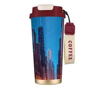 GaxfjRu Chicago Night 20 Oz with Lid, Vacuum Insulated Stainless Steel Coffee Mug, Tumbler for Hot and Cold Drinks