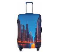 GaxfjRu Chicago Night Printed Suitcase Skin, Durable Baggage Wrap, High Elasticity Travel Sleeve, for Suitcase Safety