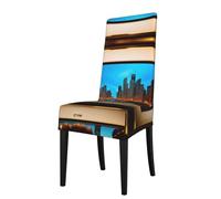 GaxfjRu Chicago Reflected Printed Removable Chair Protector Elastic Seat Covers for Dining Room Party Celebration