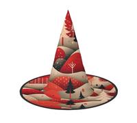 GaxfjRu Christmas Tree House Print Halloween Witch Hat, Witch Costume Accessory For Halloween Cosplay Party Holiday Decoration 3pcs
