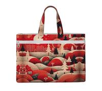 GaxfjRu Christmas tree House print Tote Bag Canvas Laptop Bag for Women Casual Work Bags for Travel, Office, College