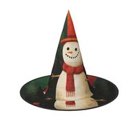 GaxfjRu Christmas Tree Snowman Print Halloween Witch Hat, Witch Costume Accessory For Halloween Cosplay Party Holiday Decoration 3pcs