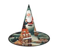 GaxfjRu Christmas Village Print Halloween Witch Hat, Witch Costume Accessory For Halloween Cosplay Party Holiday Decoration 3pcs