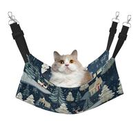 GaxfjRu Christmas Winter Landscape Deer Adjustable Cat Bed Hammock Perch For Window, Cozy Velvet Pet Sleeper And Lounge For Kittens