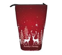GaxfjRu Christmas Winter Landscape Deer Print Portable Telescoping Pencil Bag, Organizer with Multiple Slots, for Writing Tools Accessories