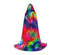GaxfjRu Color Tie Dye print Medieval Hooded Cloak, Cloak Cape with Hood Men Halloween Renaissance Costume, Viking Style