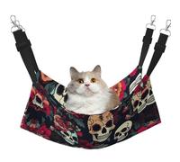 GaxfjRu Colorful Floral Skulls Adjustable Cat Bed Hammock Perch For Window, Cozy Velvet Pet Sleeper And Lounge For Kittens