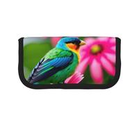 GaxfjRu Colorful Flowers and Bird Cute Dot Canvas Pencil Pouch Organized Storage for Picnics & Daily Use Makeup Pouch, Pencil Holder