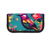 GaxfjRu Colorful Flowers Bird Cute Dot Canvas Pencil Pouch Organized Storage for Picnics & Daily Use Makeup Pouch, Pencil Holder