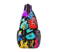 GaxfjRu Colorful Guitars print Crossbody Bag for Women Men Sling Bag for Travel Hiking Crossbody Sling Backpack