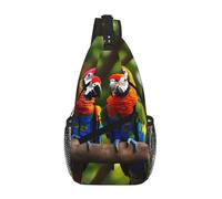 GaxfjRu Colorful Parrots On Tree print Crossbody Bag for Women Men Sling Bag for Travel Hiking Crossbody Sling Backpack
