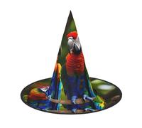 GaxfjRu Colorful Parrots On Tree Print Halloween Witch Hat, Witch Costume Accessory For Halloween Cosplay Party Holiday Decoration 3pcs