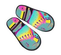 GaxfjRu Colorful Roller Skates Plush Winter Slippers for Indoor Use, Soft Warm House Slippers for Guests and Home Comfort Unisex