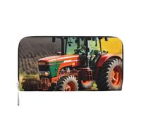 GaxfjRu Company Farm Tractors print Men's Vintage Look Leather Long Wallet Checkbook Wallets,Ladies Credit Card Holder