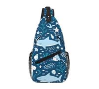 GaxfjRu Cute Blue Fish Crossbody Sling Bag Men Women, Casual Shoulder Backpack, Chest Daypack Satchel for Hiking Travel