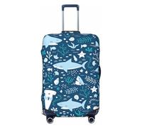 GaxfjRu Cute Blue Fish Print Suitcase Cover Protector Travel Luggage Cover Suitcase Washable Baggage Covers Anti-Scratch