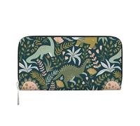 GaxfjRu Cute dinosaur print Men's Vintage Look Leather Long Wallet Checkbook Wallets,Ladies Credit Card Holder
