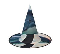 GaxfjRu Cute Dolphin Jumping Print Halloween Witch Hat, Witch Costume Accessory For Halloween Cosplay Party Holiday Decoration 3pcs