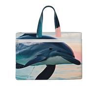 GaxfjRu cute Dolphin jumping print Tote Bag Canvas Laptop Bag for Women Casual Work Bags for Travel, Office, College