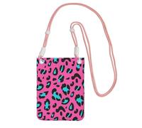 GaxfjRu Cute Leopard Print Cell Phone Bag Use for Running Walking Hiking and Biking, Mini Crossbody Bag with Wristlet Strap, Pink, One Size