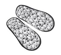 GaxfjRu Cute Penguins Sketch Plush Winter Slippers for Indoor Use, Soft Warm House Slippers for Guests and Home Comfort Unisex, Black, 5