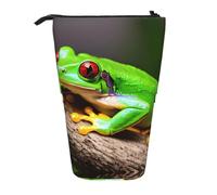 GaxfjRu Cute Red Eyes Tree Frogs Print Portable Telescoping Pencil Bag, Organizer with Multiple Slots, for Writing Tools Accessories