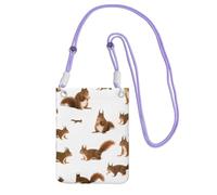 GaxfjRu Cute Squirrel Print Cell Phone Bag Use for Running Walking Hiking and Biking, Mini Crossbody Bag with Wristlet Strap, Purple, One Size
