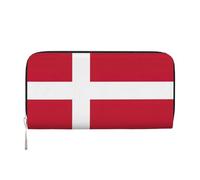 GaxfjRu Danish flag print Men's Vintage Look Leather Long Wallet Checkbook Wallets,Ladies Credit Card Holder