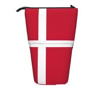 GaxfjRu Danish Flag Print Portable Telescoping Pencil Bag, Organizer with Multiple Slots, for Writing Tools Accessories
