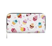 GaxfjRu Delicious Cupcakes print Men's Vintage Look Leather Long Wallet Checkbook Wallets,Ladies Credit Card Holder
